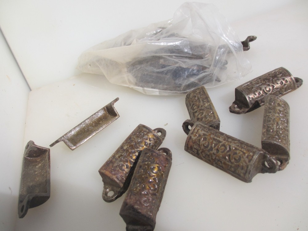 Vintage Iron Drawer Cup Handle Cupboard Pull Old Antique A.K Kenrick - £6each