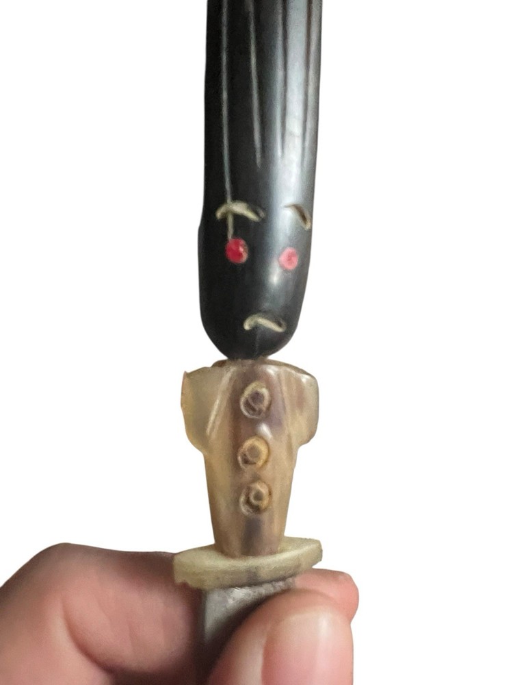 Guatemalan Chichicastenango Fixed Blade Knife W/ Sheath Carved Handle