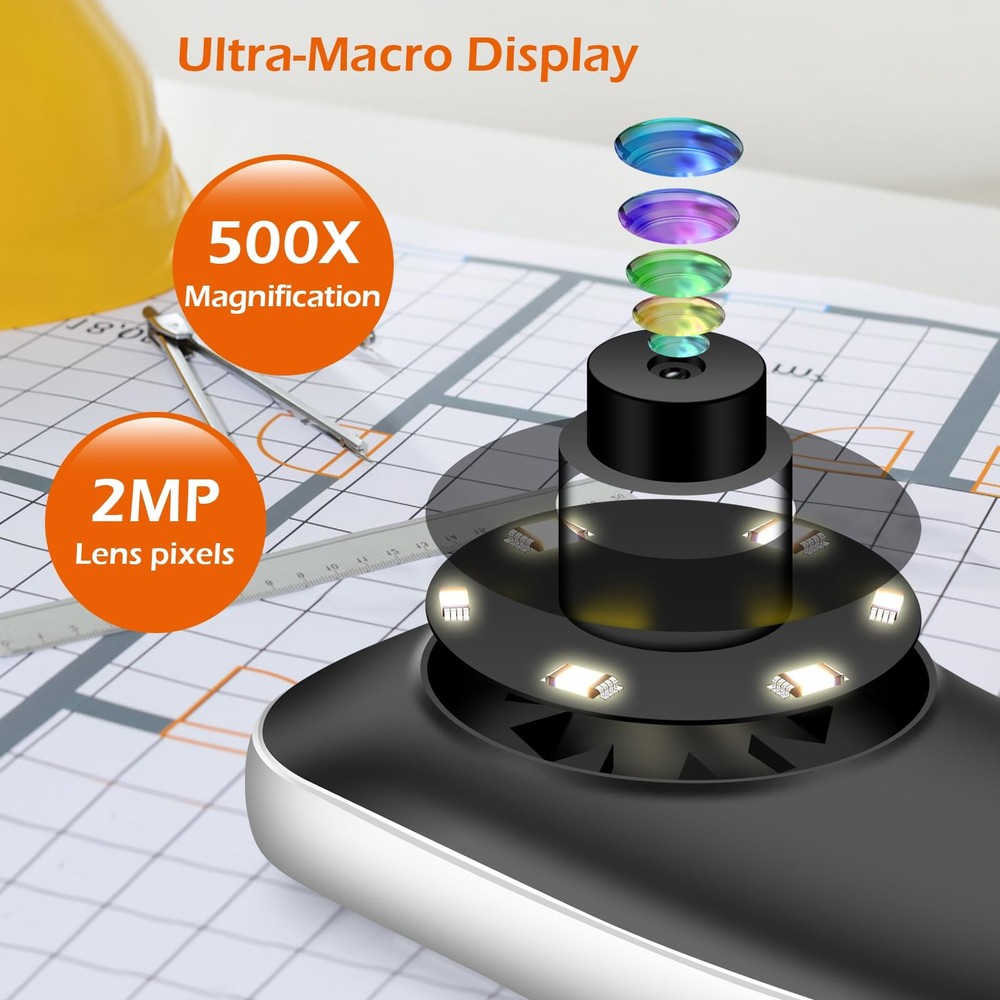 Digital Microscope Fixed Focus, 200x Mini Magnifier, black