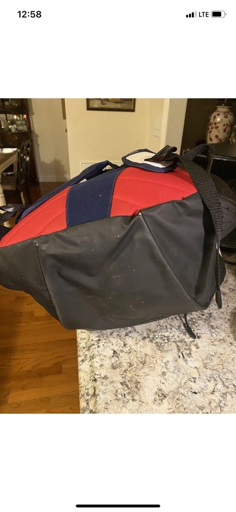 DeMarini Baseball Softball Backpack Bat Compartment Zip Blue White Red