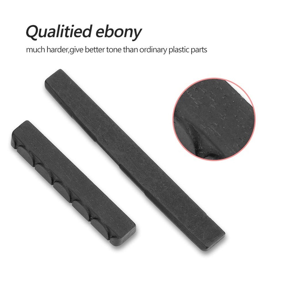 Guitar Nut and Saddle, 6 String Acoustic Guitar Ebony Bone Bridge Saddle and ...
