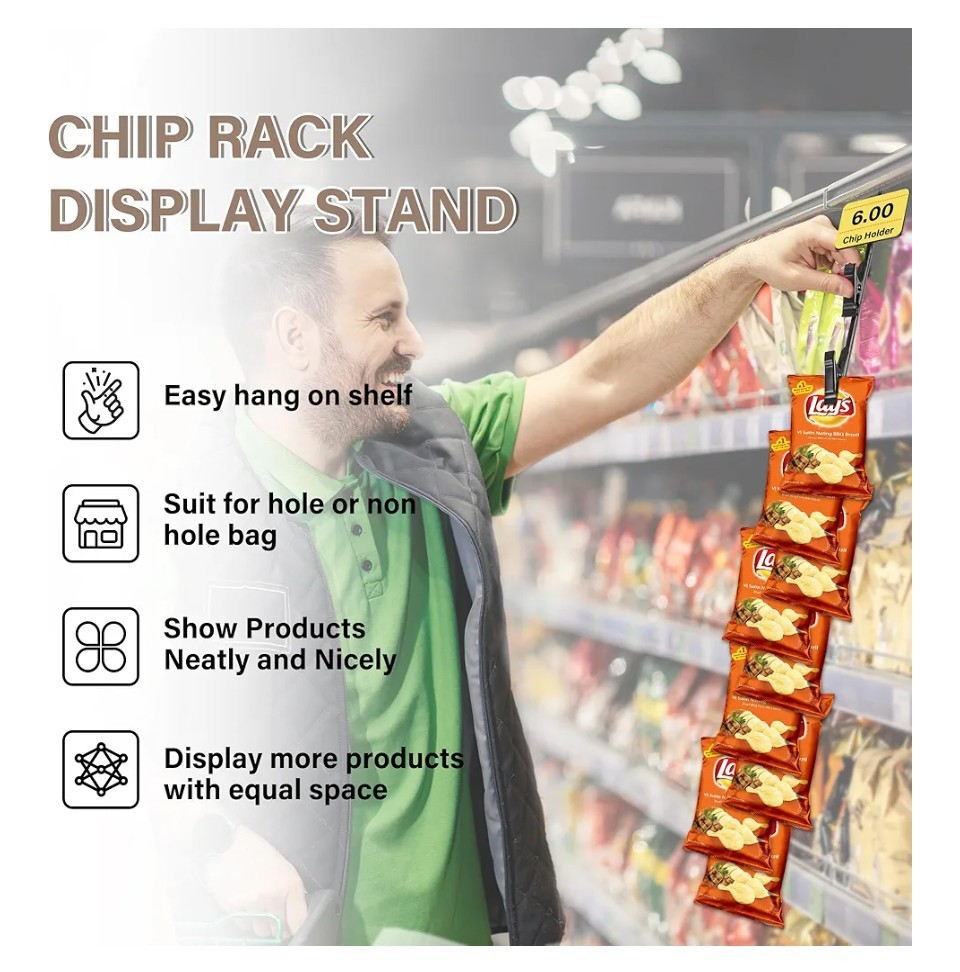 Hanging Merchandise Strips with Hooks - 32 inches Chip Display Rack Stands