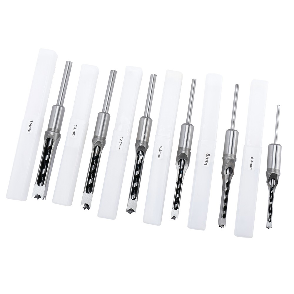 6Pcs Woodworking Square Drill Bits Set, HSS Wood Mortising Chisel Countersink