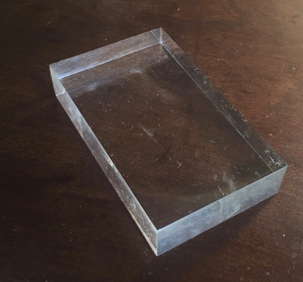 Vintage Clear Acrylic Lucite Rectangular Display Base Block Brick Cube 5" x 3"