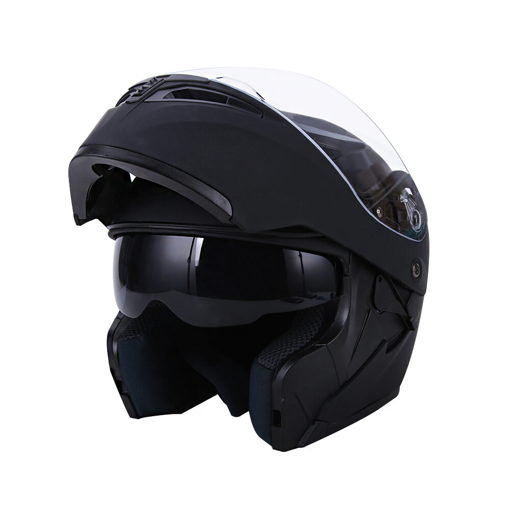 DOT Motorcycle Full Face Helmet BLUETOOTH / LED Light Dual Visor Modular Flip-up