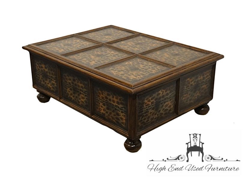 MAITLAND SMITH Contemporary Modern 33" Embossed Leopard Print Leather Accent ...