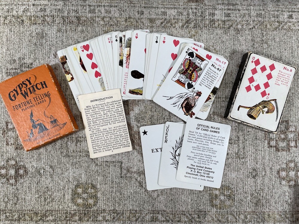 Gypsy Witch Fortune Telling Playing Cards with Instructions Great Condition