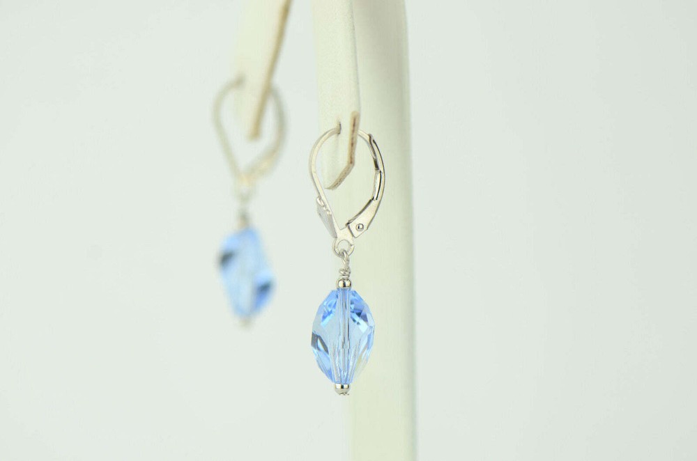 Pearl Crystal Element Colored Crystal Sterling Silver Dangle Drop Earrings