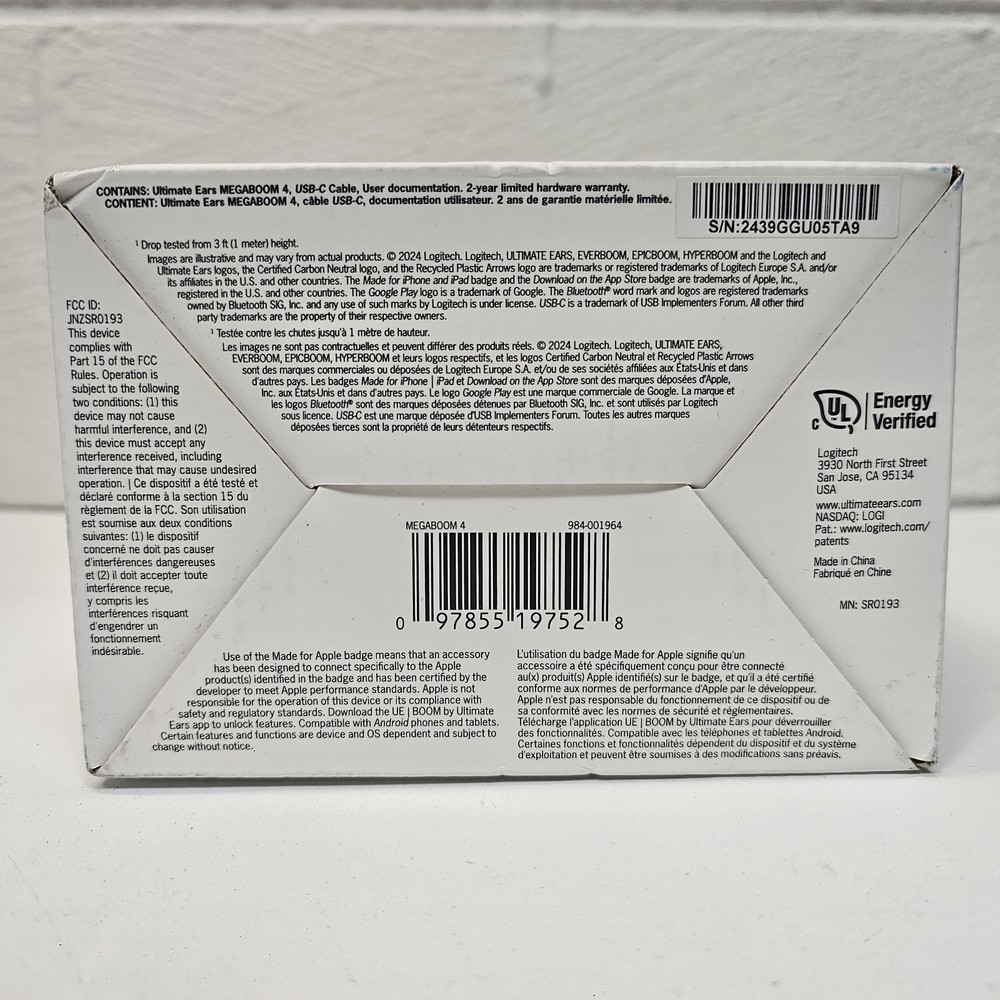 Ultimate Ears MEGABOOM 4 Bluetooth Speaker, Active Black. Used