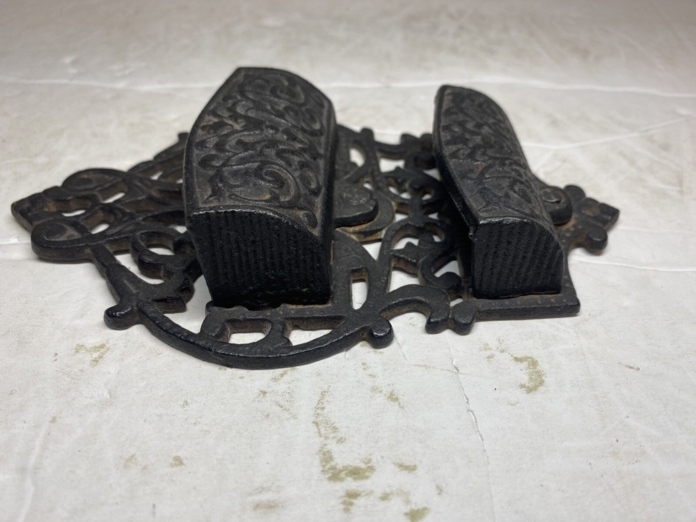 Vintage Cast Iron Double Pocket Match Safe Holder