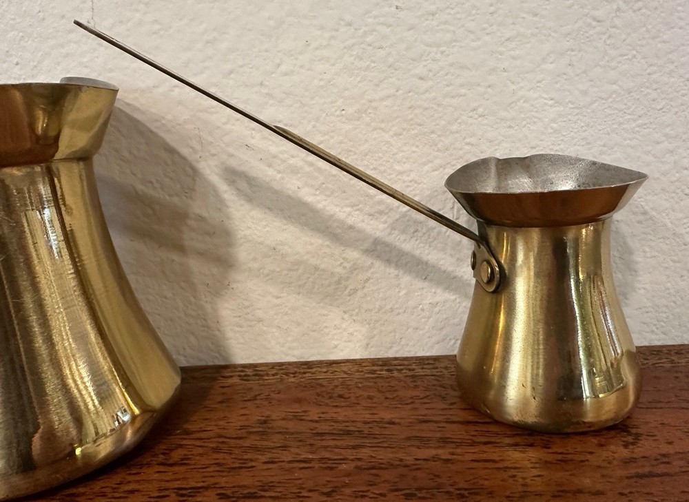 Turkish Brass Coffee Servers Set Of 2