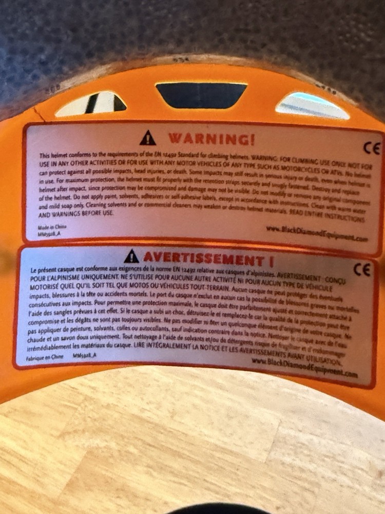 black diamond helmet Orange