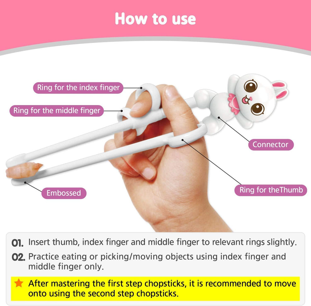 Rabbit White Chopsticks, Training Chopsticks, Learning, Beginner, Brain Training