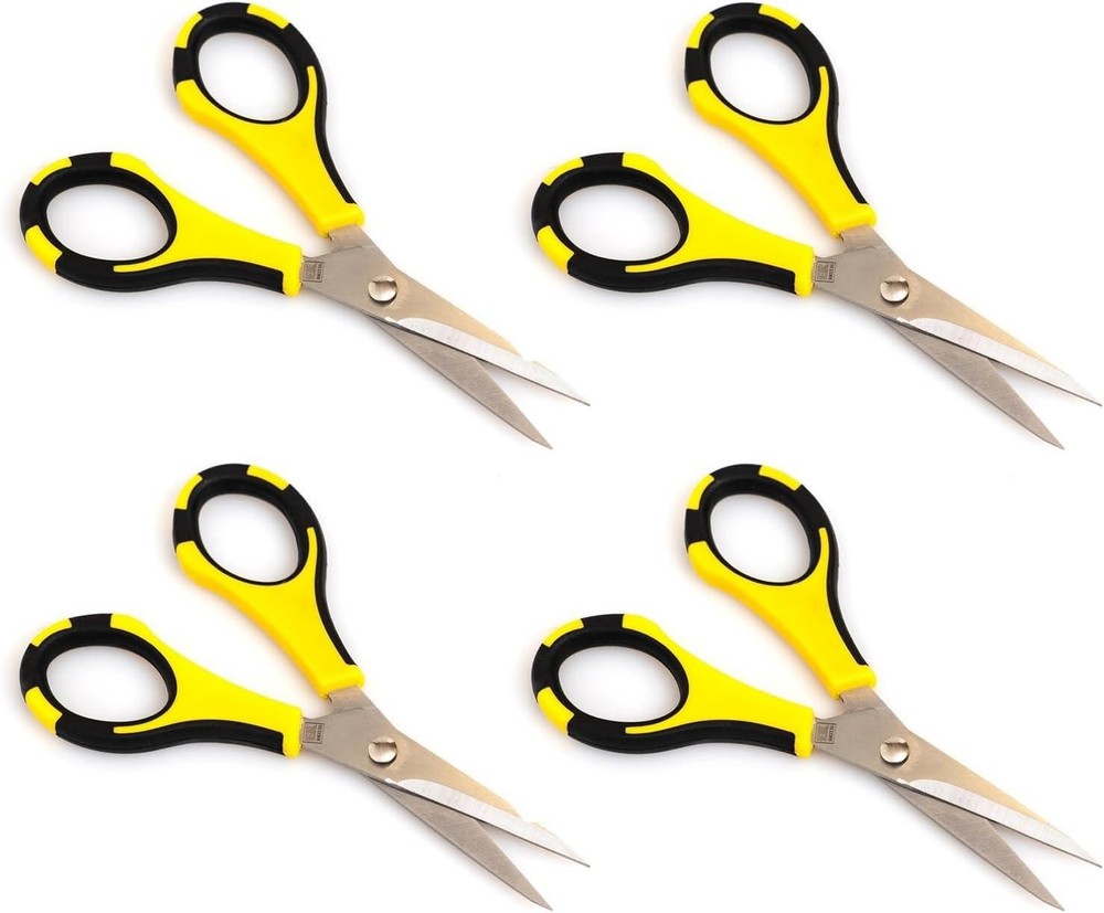 Ek Tools Cutter Bee Scissors 4 Pack, Black and Yellow, Multi Pack Scissors for