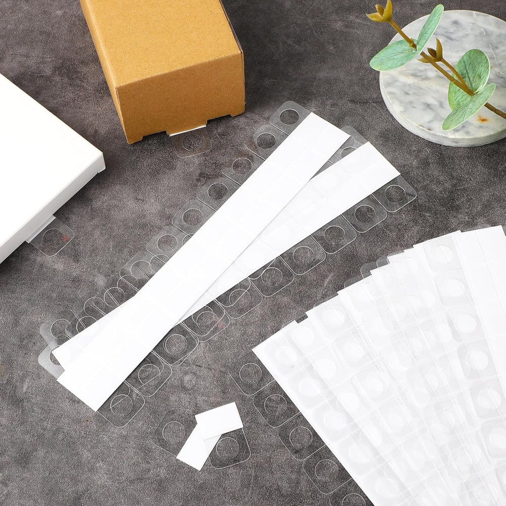 300pcs Clear Plastic Hanging Tabs Self-Adhesive Round Hole Display Tags
