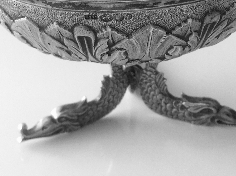 A Fine Solid Silver Hallmarked Vintage Dutch Small Bowl On 3 Fish Pattern Legs