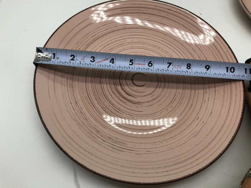 Ceramic Rustic Pink & Brown 10in & 8in Plate Set BB01B28037