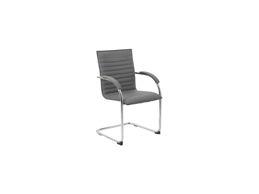 Boss Chrome Frame, Grey Vinyl Side Chair, 2 pack