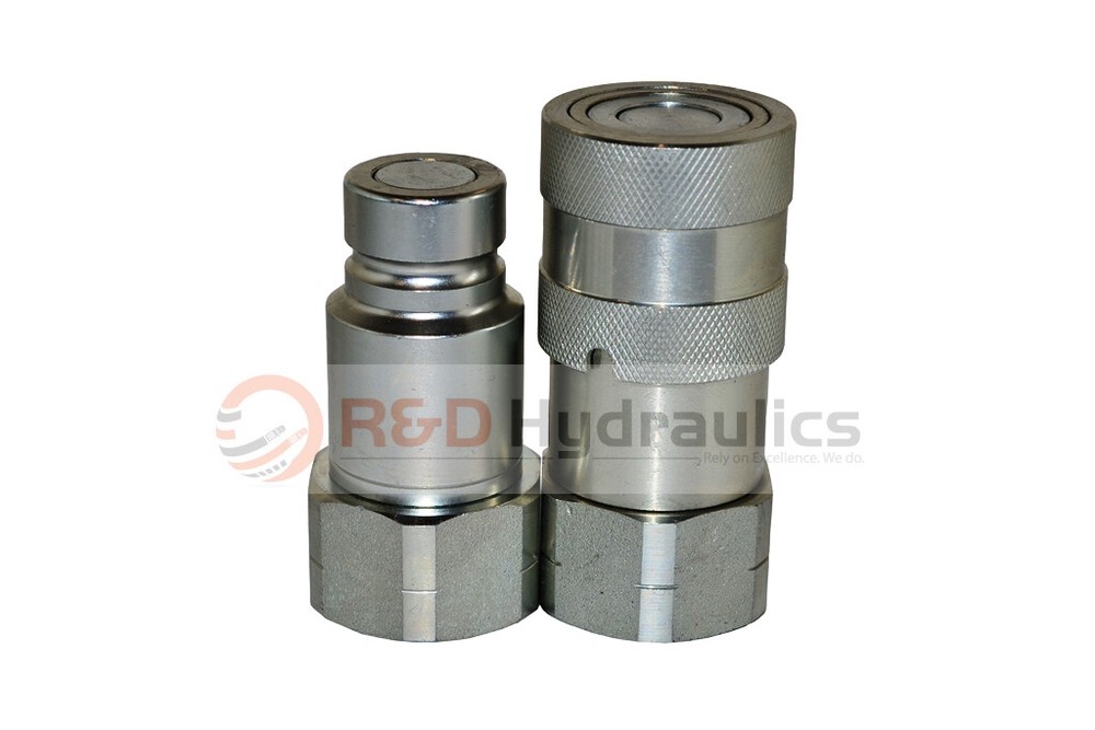 Hydraulic Quick Coupler | ISO 16028 Flat Face 1/2" Coupler/Plug x 3/4" ORB