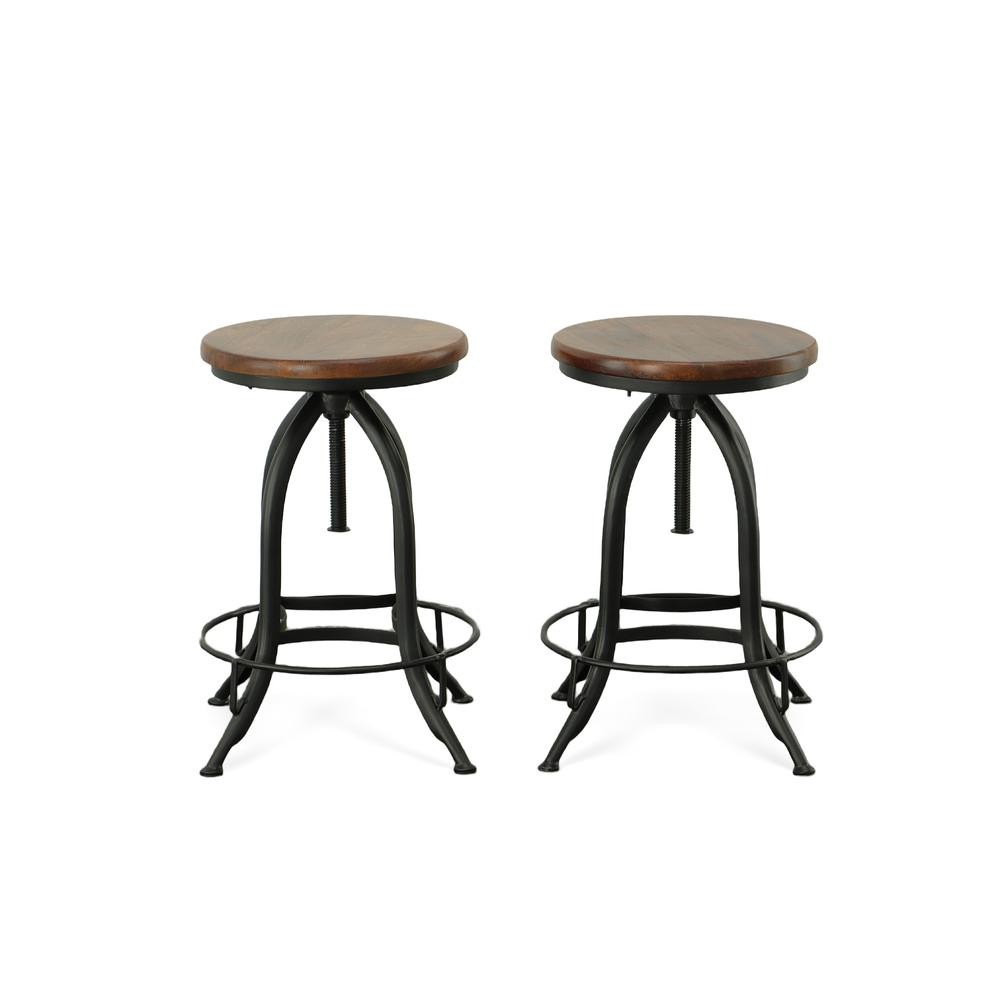 Ryder Adjustable Barstool - Chestnut Seat - Black Base