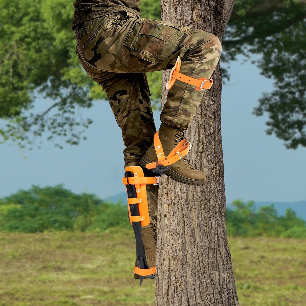 Adjustable Tree Climbing Spike Set Pole Climbing Spurs Steel Climber Strap Gaffs