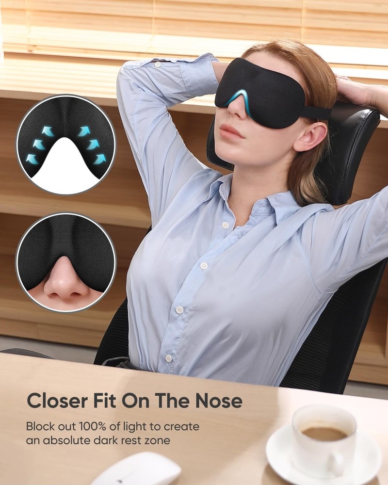 Sleep Mask for Side Sleeper 3 Pack, Blackout 3D Eye Mask for Sleeping, Night