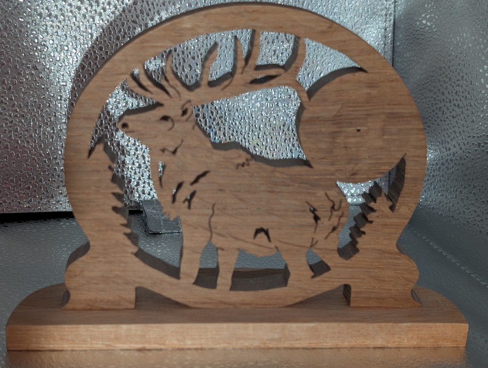 Handmade Scrollsawn Oak Wood Elk Clock