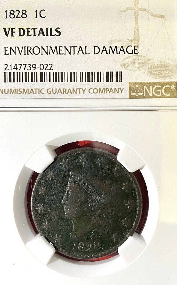 NGC-VF! 1828 CORONET HEAD LARGE CENT, NARROW DATE