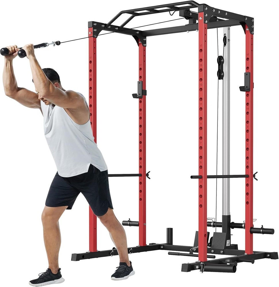 1200lbs Power Cage Multi-Function Squat Rack w/Pulley System Power Rack Training
