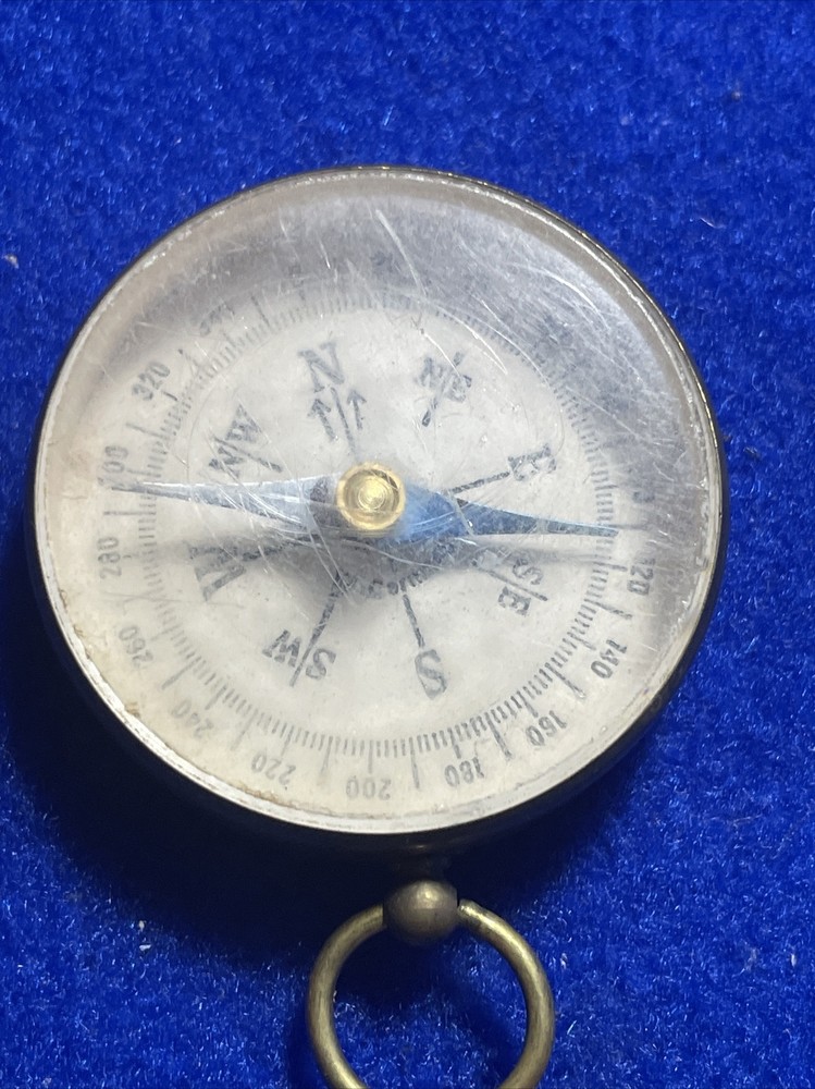 VINTAGE BRASS WEST GERMANY POCKET COMPASS
