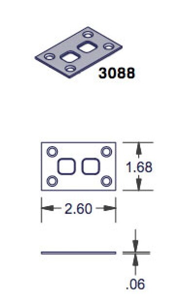 P3000 Strike Plate, Shootbolt Double .063 Flat - 304SS