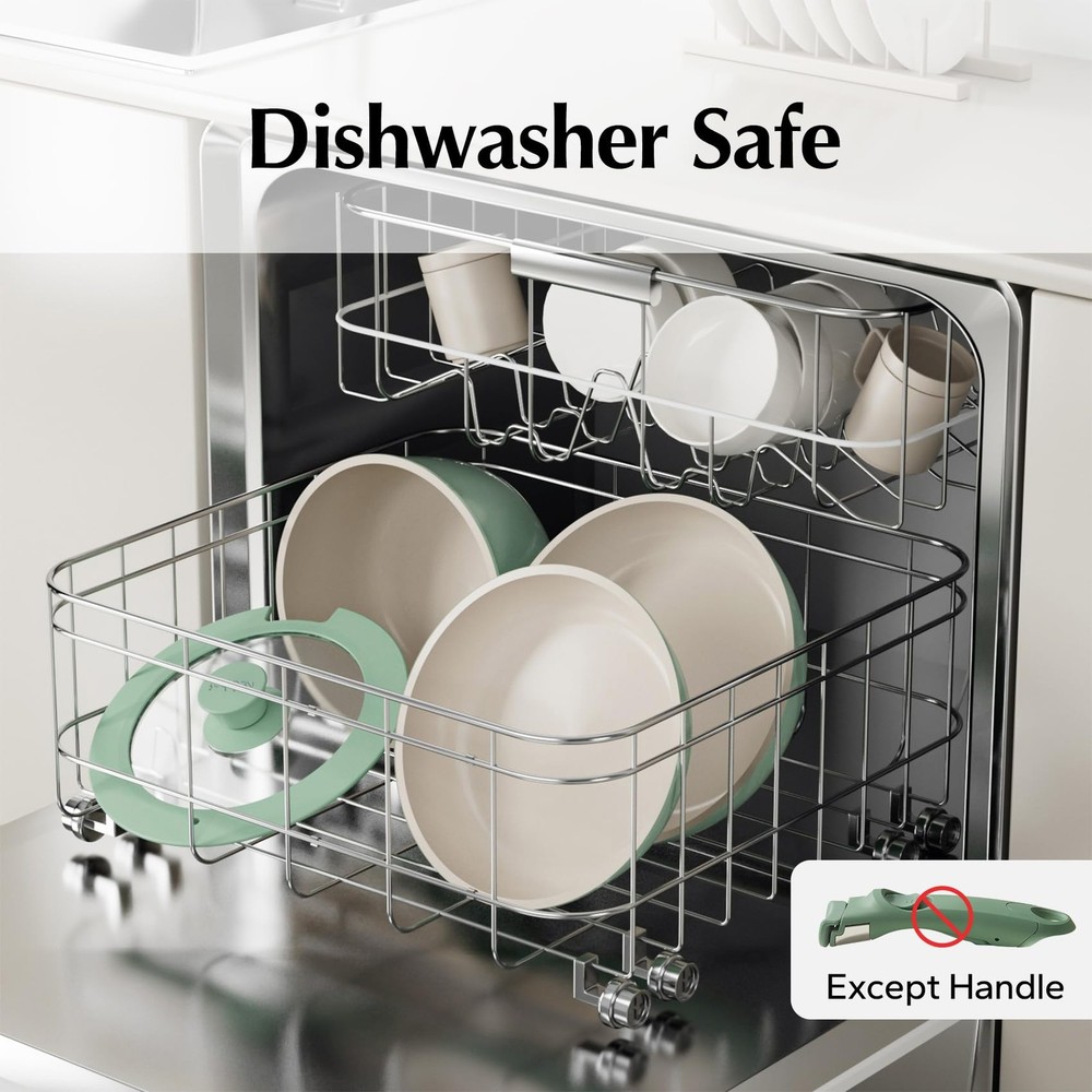 Redchef 16pcs Ceramic Pots and Pans Set Non Stick, Nonstick Ceramic Cookware ...