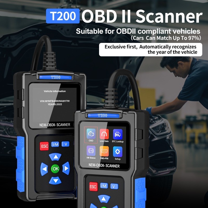 T200 OBD2 Car Diagnostic Scanner Engine Code Reader Battery Tester Smart