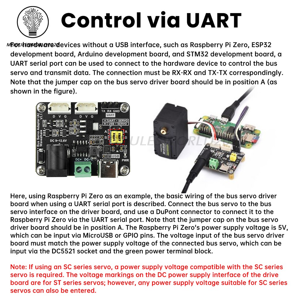 9-12.6V Serial Bus Servo Driver Module for ST/SC Series Robots/Raspberry Pi UART