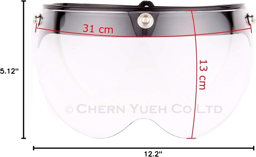 Universal 3-Snap Visor for Open Face Motorcycle Helmet Wind Shield Flip Up Do...