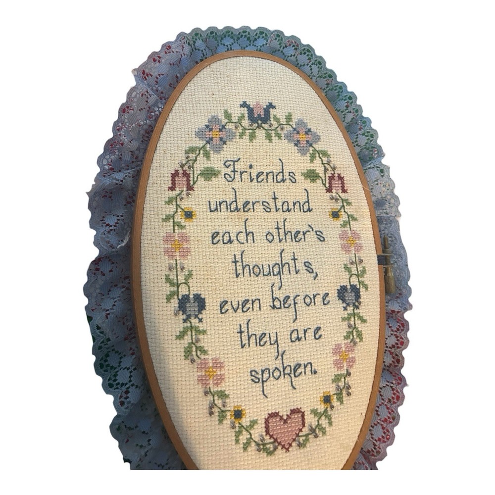 Complete FRIENDSHIP SAMPLER 5.5x8 Beaded Counted Cross Stitch Embroidery Framed.