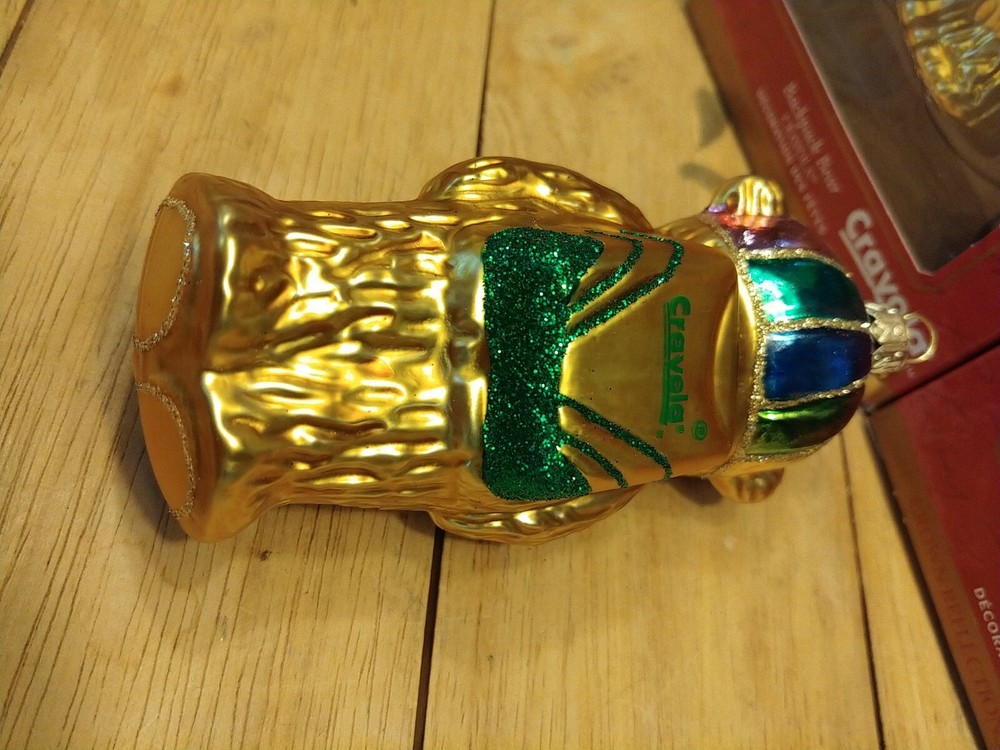 HALLMARK Keepsake Backpack Bear Crayola Blown Glass Ornament 2000 (2) Per Order!