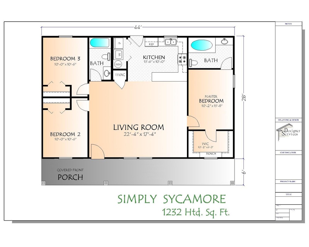 Sycamore House Plan 1230 Heated Square Feet