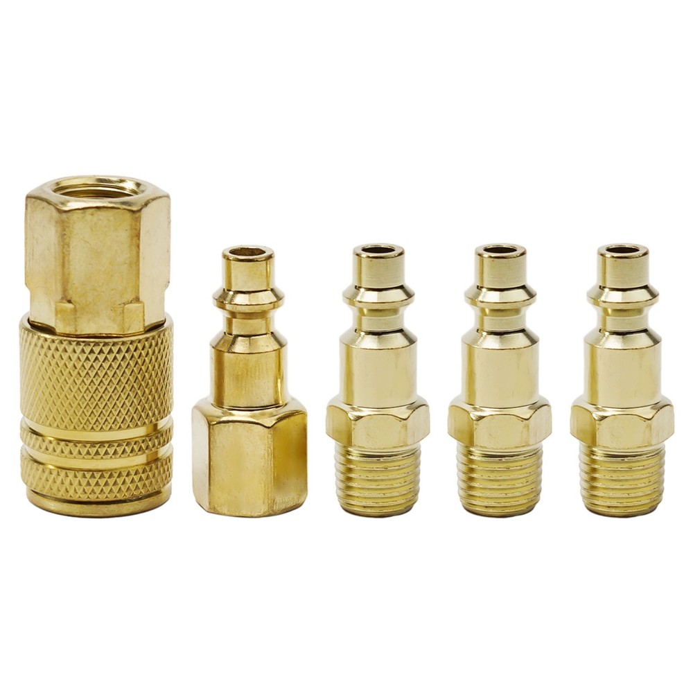 Sturdy Brass Quick Coupler Air Hose Connector Set for Compressor 5 Pcs Pack