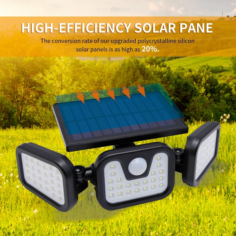 2X 6500k Solar Lights & Motion Sensor LED Adjustable Head Outdoor Security Lamps