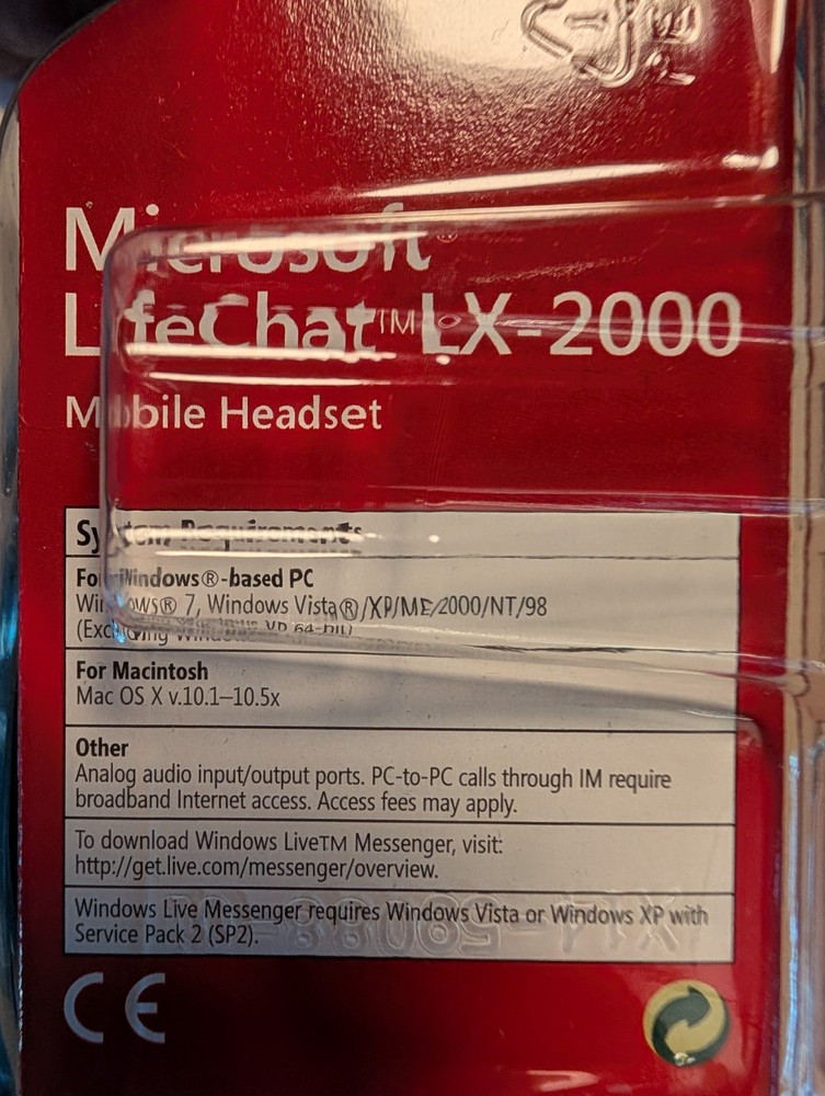 Microsoft Lifechat LX-2000 Compact Mobile Headset Foldable Microphone PC/MAC NIB