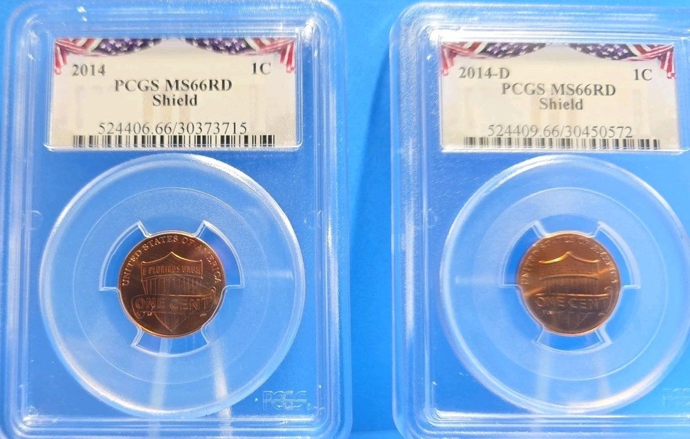 2014-P&D Lincoln Shield Cent PCGS MS66RD Penny 2 Coin Set