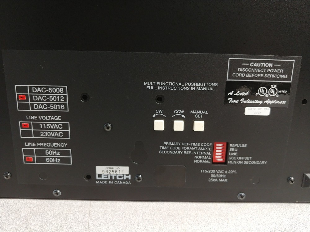 Leitech DAC-5012 Analog Time Code Studio Clock
