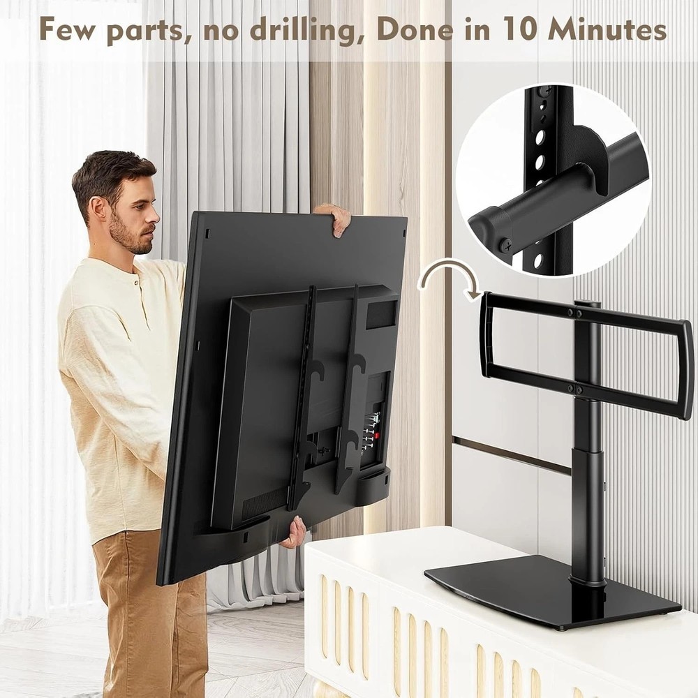 Table Top TV Stand 32-65" | 4 Level Height Adjustments-