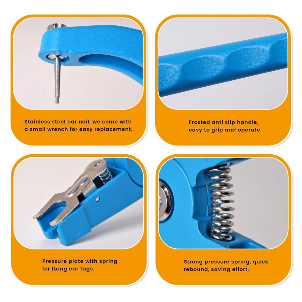Cattle Ear Tag Applicator Cow Pliers Tagger Universal Blue