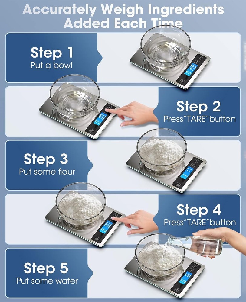 Food Scale Digital Kitchen Scale 22lb Precise Grams Oz Tare Function