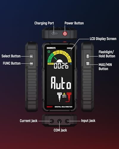 Smart Multimeter Rechargeable KM602 Full-Screen Smart Multimeter Black