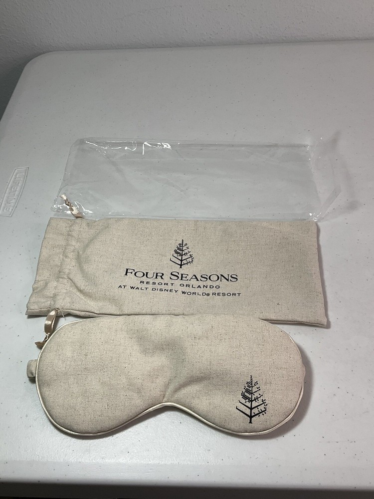 FOUR SEASONS Wheat-Colored Sleep Mask w/Drawstring Bag. One Size-Adjustable. NEW