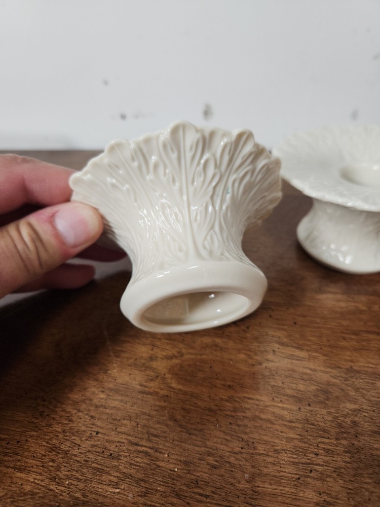 LENOX IVORY LEAF PAIR OF CANDLEHOLDERS