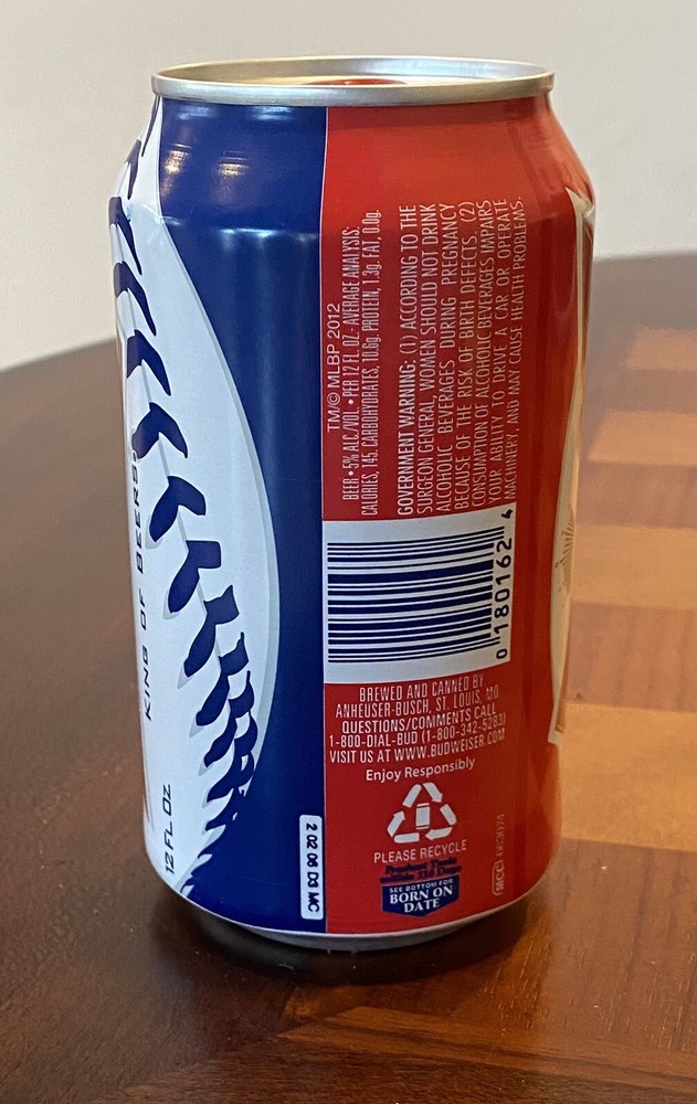 Budweiser Official Cubs Baseball MLB Empty Beer Can Bottom Opened